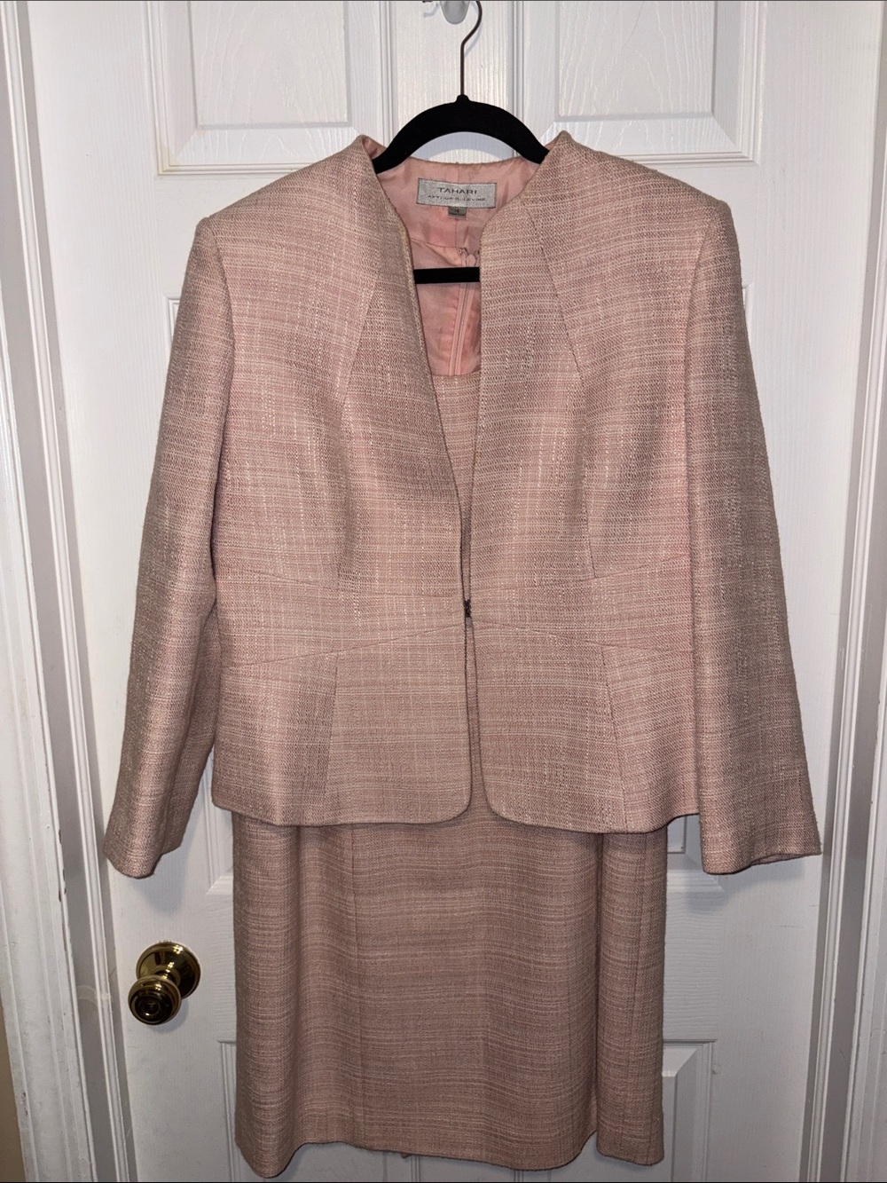 Tahari Blush Pink Tweed Jacket and dress Set size 16